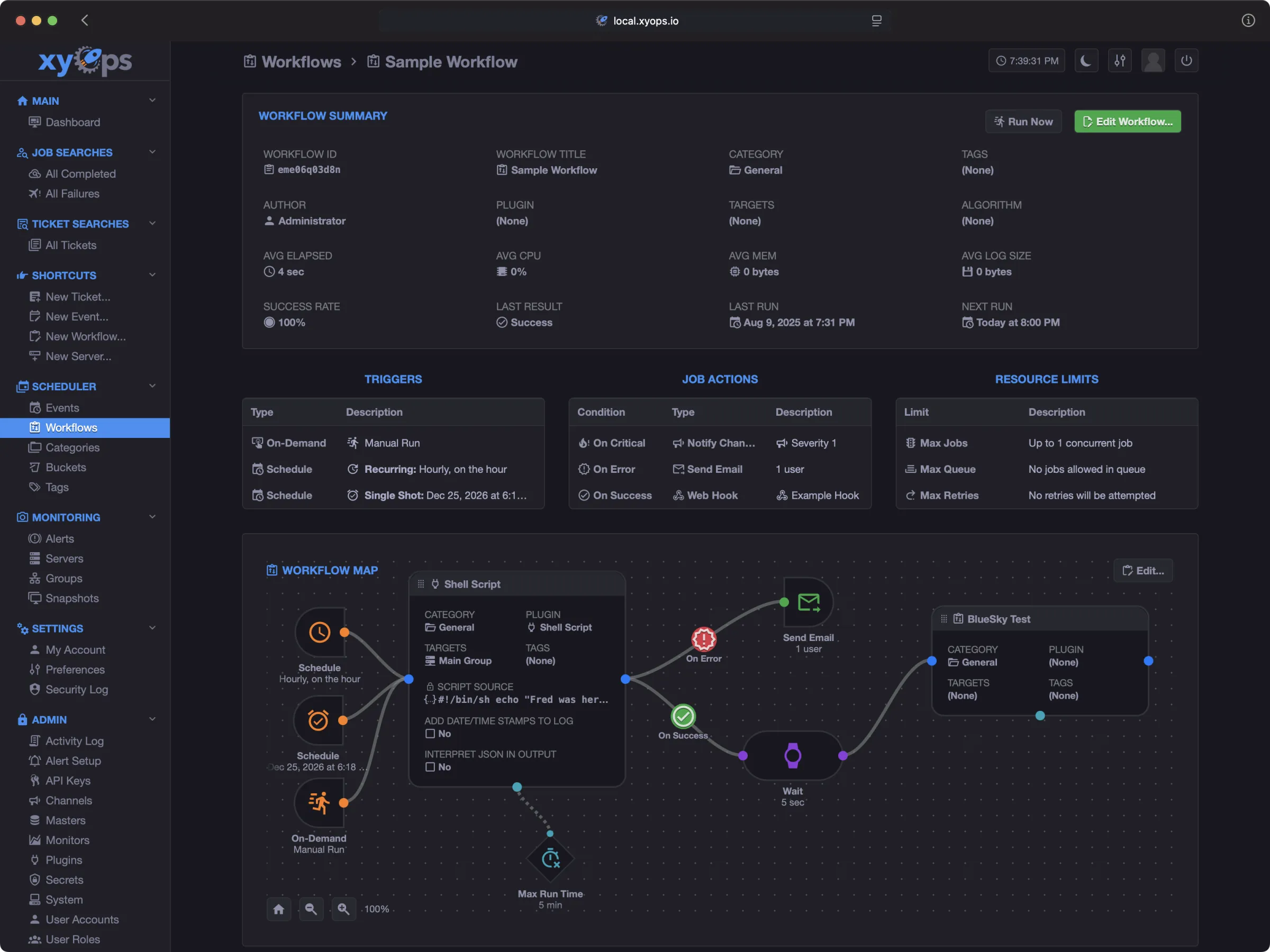 xyOps visual workflow overview